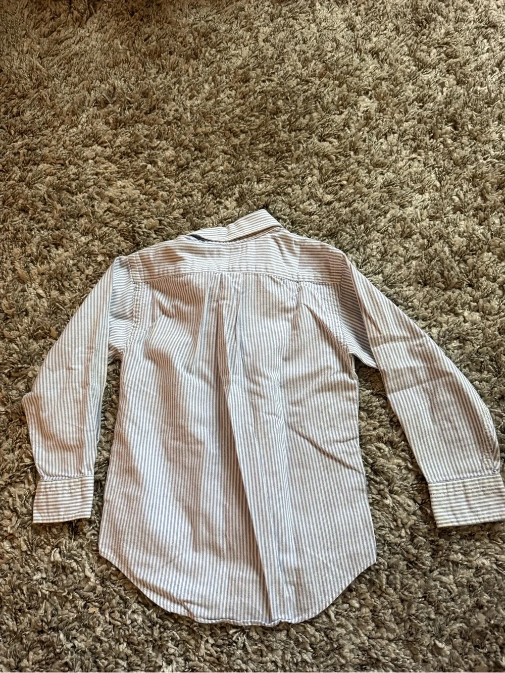 Ralph Lauren Boys' White and Blue Striped Button-Down Shirt